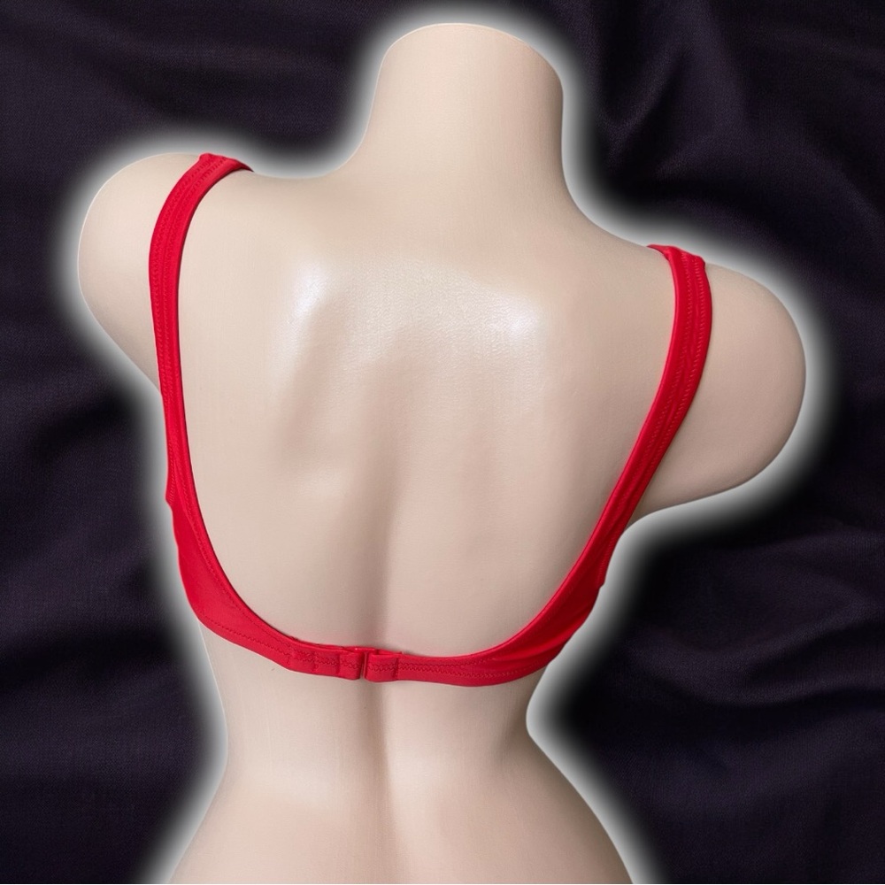 J. Crew Red Square Neck Classic Casual Sporty Athletic Bikini Swimsuit Top - Picture 4 of 6